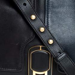 Pre Owned Fendi Blue/Black Leather Silvana Top Handle Bag