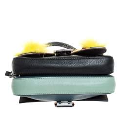 Pre Owned Fendi Multicolor Fox and Snakeskin Trimmed Leather Double Micro Baguette Bag