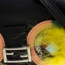 Pre Owned Fendi Multicolor Fox and Snakeskin Trimmed Leather Double Micro Baguette Bag