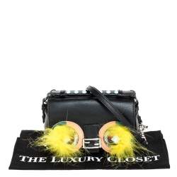 Pre Owned Fendi Multicolor Fox and Snakeskin Trimmed Leather Double Micro Baguette Bag