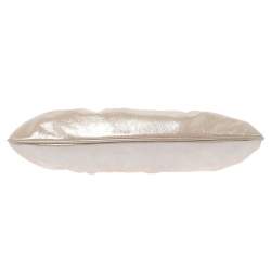 Pre Owned Fendi Metallic Beige Leather Cutout Handle Clutch