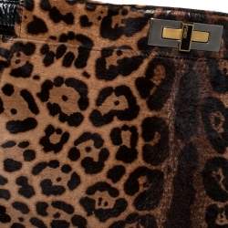 Fendi Brown/Black Calfhair and Patent Leather Large Peekaboo Top Handle Bag