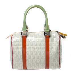 Fendi Multicolor Zucchino Coated Canvas/Sequins and Patent Leather Small Forever Bauletto Boston Bag