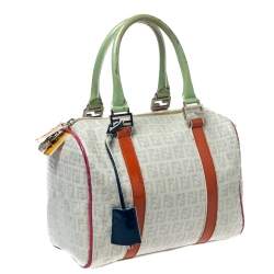 Fendi Multicolor Zucchino Coated Canvas/Sequins and Patent Leather Small Forever Bauletto Boston Bag