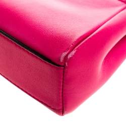 Pre Owned Fendi Magenta Leather Micro Peekaboo Top Handle Bag