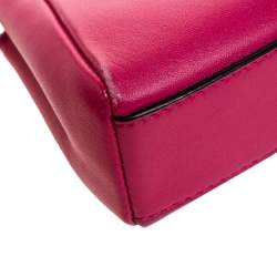 Pre Owned Fendi Magenta Leather Micro Peekaboo Top Handle Bag