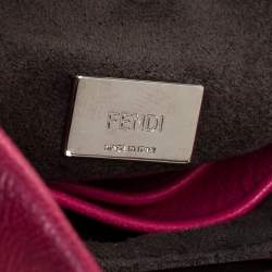 Pre Owned Fendi Magenta Leather Micro Peekaboo Top Handle Bag