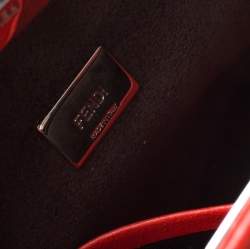 Pre Owned Fendi Coral Orange Leather Micro Peekaboo Top Handle Bag