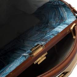 Pre Owned Fendi Beige Leather Large Peekaboo Top Handle Bag