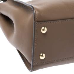 Pre Owned Fendi Brown Leather Medium Peekaboo Top Handle Bag