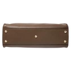 Pre Owned Fendi Brown Leather Medium Peekaboo Top Handle Bag