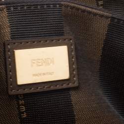 Pre Owned Fendi Brown Leather Medium Peekaboo Top Handle Bag