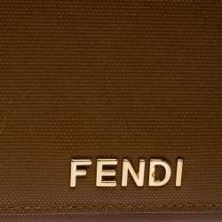 Pre Owned Fendi Tan Leather Logo Flap Continental Wallet