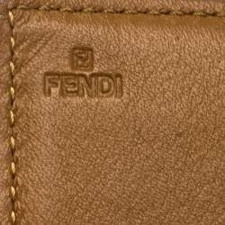 Pre Owned Fendi Tan Leather Logo Flap Continental Wallet