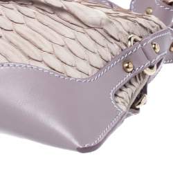Pre Owned Fendi Lavender Python,Suede and Leather Knot Shoulder Bag