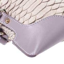 Pre Owned Fendi Lavender Python,Suede and Leather Knot Shoulder Bag