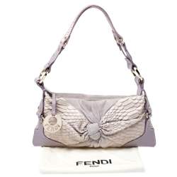 Pre Owned Fendi Lavender Python,Suede and Leather Knot Shoulder Bag