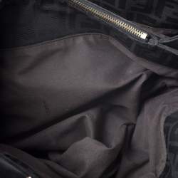 Pre Owned Fendi Black Zucca Canvas Large Mia Shoulder Bag