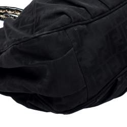 Pre Owned Fendi Black Zucca Canvas Large Mia Shoulder Bag