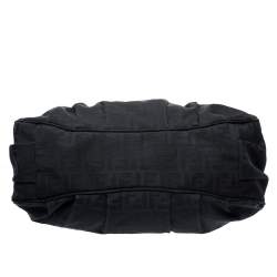 Pre Owned Fendi Black Zucca Canvas Large Mia Shoulder Bag