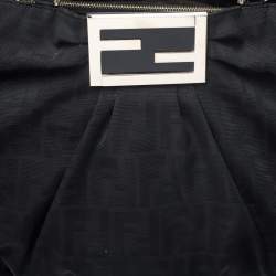 Pre Owned Fendi Black Zucca Canvas Large Mia Shoulder Bag