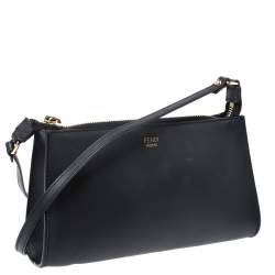 Pre Owned Fendi Black Leather Pochette Crossbody Bag