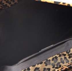 Pre Owned Fendi Brown/Black Leopard Print Fabric and Leather B Shoulder Bag