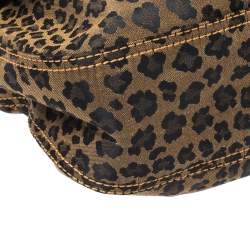 Pre Owned Fendi Brown/Black Leopard Print Fabric and Leather B Shoulder Bag