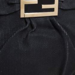 Pre Owned Fendi Black Textured fabric Large Mia Shoulder Bag
