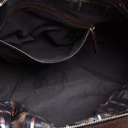 Pre Owned Fendi Brown/Black Zuccha Lame Fabric and Leather Chef Tote