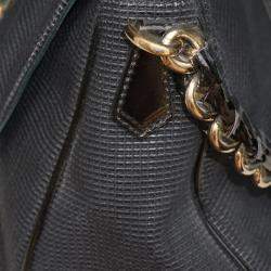 Pre Owned Fendi Black Canvas Mia Flap Bag