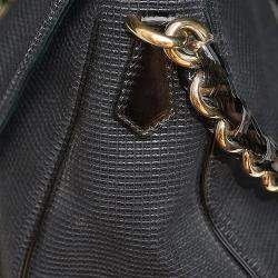 Pre Owned Fendi Black Canvas Mia Flap Bag