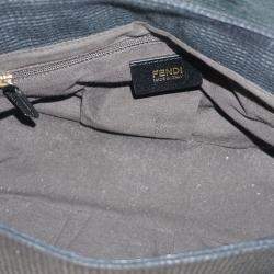 Pre Owned Fendi Black Canvas Mia Flap Bag