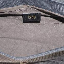 Pre Owned Fendi Black Canvas Mia Flap Bag