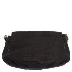 Pre Owned Fendi Black Canvas Mia Flap Bag
