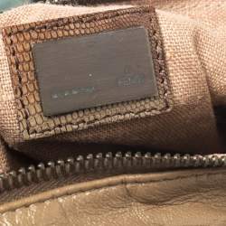 Pre Owned Fendi Brown Lizard,Suede and Leather Tassel Fringe Oyster Hobo 