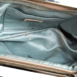Pre Owned Fendi Metallic Beige Leather Cutout Handle Clutch