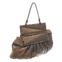 Pre Owned Fendi Brown Suede and Leather To You Clutch Bag