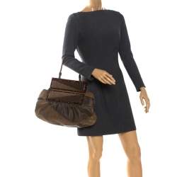 Pre Owned Fendi Brown Suede and Leather To You Clutch Bag