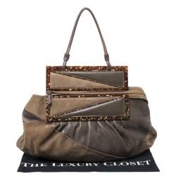 Pre Owned Fendi Brown Suede and Leather To You Clutch Bag