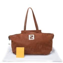 Pre Owned Fendi Brown Suede Chain Handle Tote