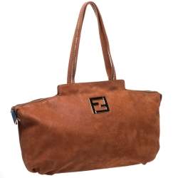 Pre Owned Fendi Brown Suede Chain Handle Tote