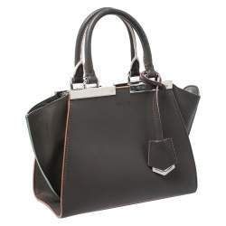 Pre Owned Fendi Dark Grey Leather Mini 3Jours Tote