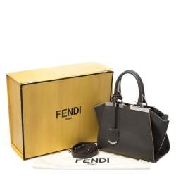 Pre Owned Fendi Dark Grey Leather Mini 3Jours Tote