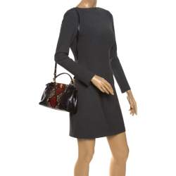 Pre Owned Fendi Multicolor Python Mini Peekaboo Top Handle Bag