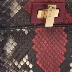 Pre Owned Fendi Multicolor Python Mini Peekaboo Top Handle Bag
