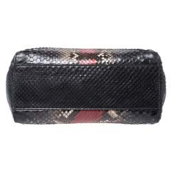 Pre Owned Fendi Multicolor Python Mini Peekaboo Top Handle Bag