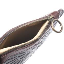 Pre Owned Fendi Dark Brown Embossed Leather Oyster Hobo