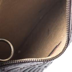 Pre Owned Fendi Dark Brown Embossed Leather Oyster Hobo