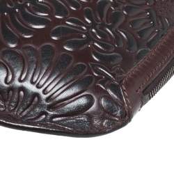 Pre Owned Fendi Dark Brown Embossed Leather Oyster Hobo